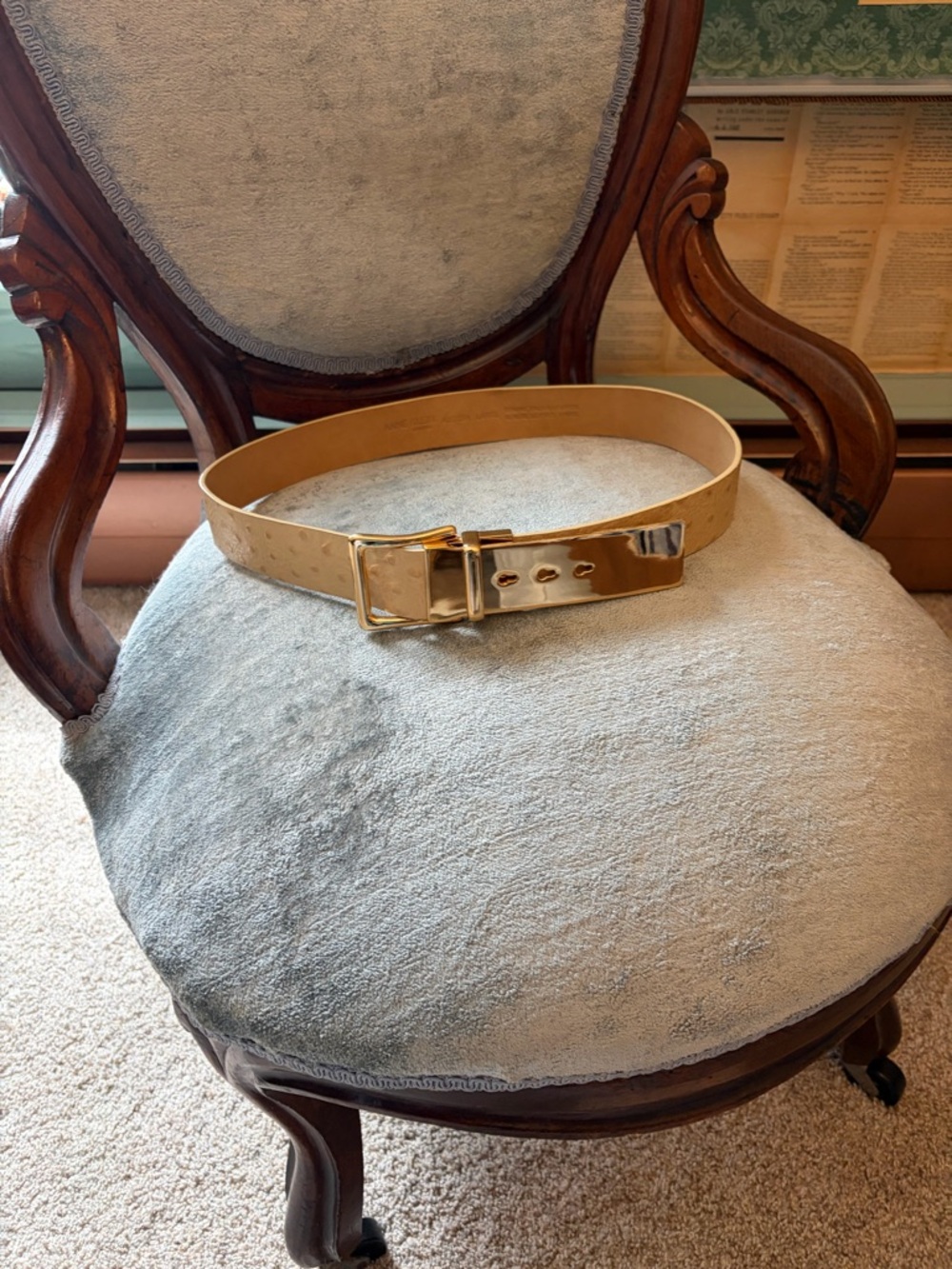 Anne Klein Tan Leather Belt with Gold Buckle